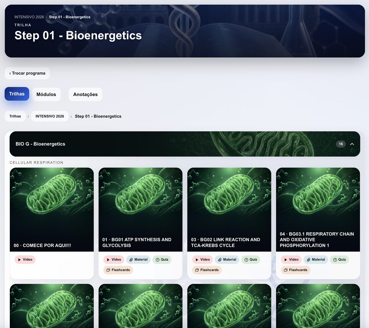 Trilha de aulas